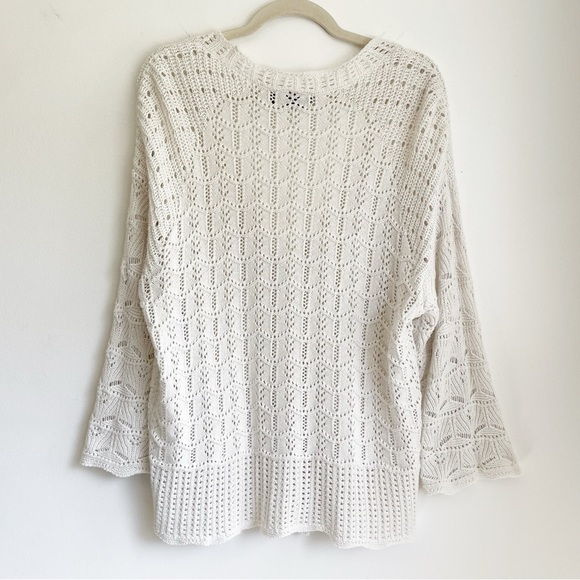 Lane Bryant cottagecore coastal beachy cardigan open knit crochet button 10/12 - Picture 3 of 9